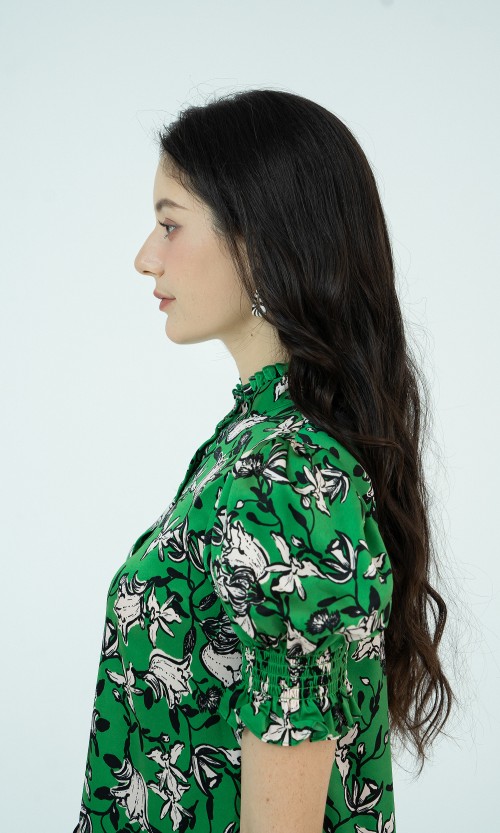 SIXDO Floral Mini Silk Dress